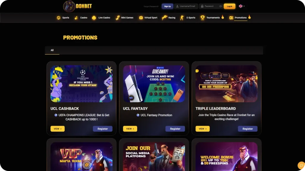 Bonus system in Donbet Casino