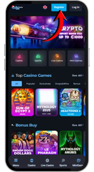 MyStake registration page on desktop