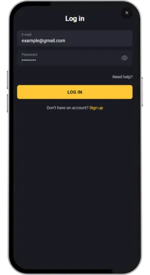 AmonBet email confirmation and login screen