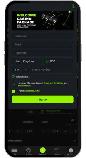 VeloBet personal data form