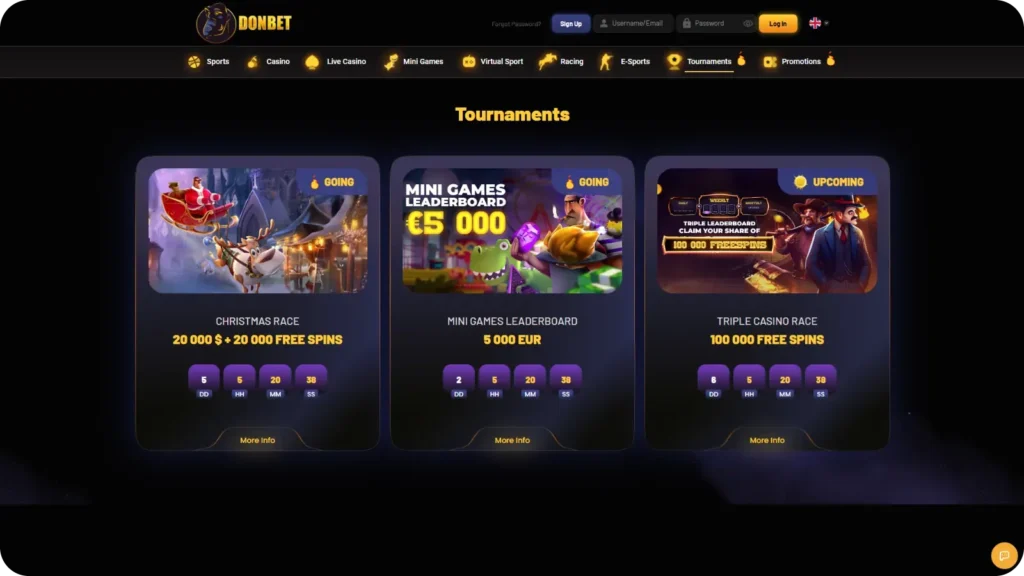 Regular tournaments in casino Donbet