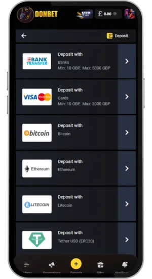 Donbet currency and limit settings