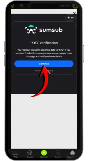 VeloBet identity verification screen